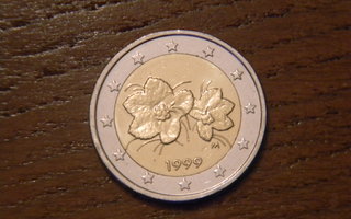 Suomi unc 1999 2 euro raha, lyöntivirhe