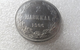2 mk  1906 hopeaa    siistikuntoimen  hieman kulunut