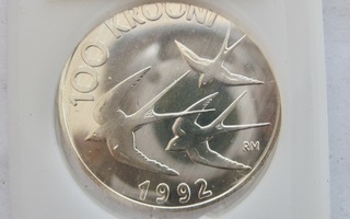 Viro Eesti Estonia 100 krooni 1992 Hopeaa