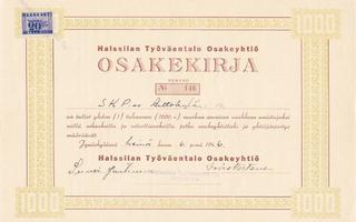 1946 Halssilan Työväentalo Oy,  Jyväskylä osakekirja