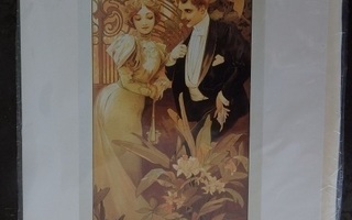 Alphonse Mucha postikortti, Flirt, kuorella