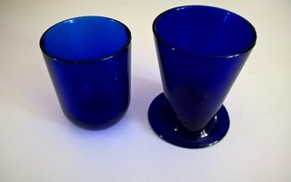 2 x sininen lasi Luna ja Stefan Lindfors Iittala