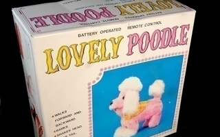 Vanha Lovely Poodle leikkikoira 1960 luvulta alkuperäisessä