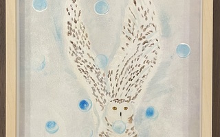 Pöllö maalaus 42 cm x 32 cm