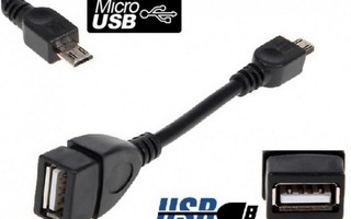 USB 2.0 OTG Adapteri, A naaras - Micro-B uros, musta, 0.1m
