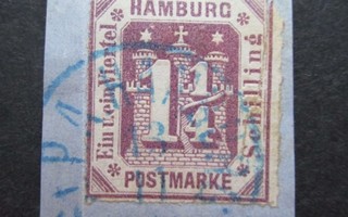 Vanha Saksa Hamburg 1 1/4 Schilling 1866 Leimattu.