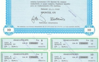 1988 Spontel Oy, Helsinki osakekirja pörssi