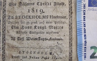 VANHA Almanakka Almanach 1819