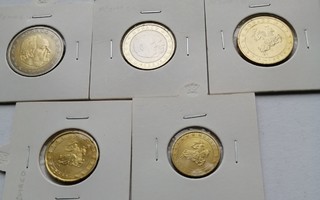 Monaco 10 s, 20 s, 50 s, 1 e ja 2 e  kehyksissä leimak