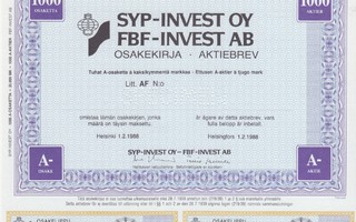 1988 SYP-Invest Oy spec, Helsinki pörssi osakekirja