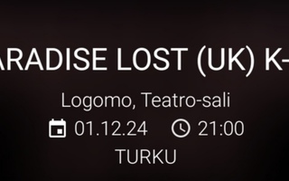 Paradise Lost lippu, Logomo Turku 1.12.2024 (seisoma)