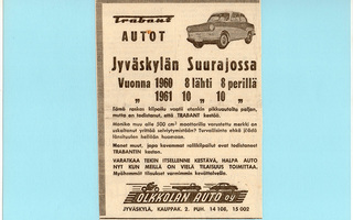 Trabant-autot Jyväskylän Suurajossa 1960 ja 1961 - mainos A5