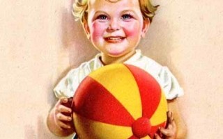 LAPSET / Iloinen lapsi ja värikäs pallo. 1940-l.