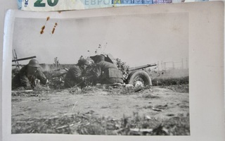 VANHA Sota Valokuva Tykki Taistelu Kulk. Kenttäposti 1944