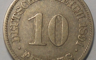 Saksa. 10 pfennig 1891A.