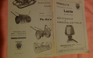 Lacta käsikirnun Käyttöohje ja Varaosaluettelo, 1942