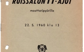 Ruissalon TT-ajot Kilpailukutsu ja erikoismääräykset 1960