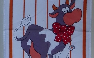 Hauska retro keittiöpyyhe / astiapyyhe Lehmä