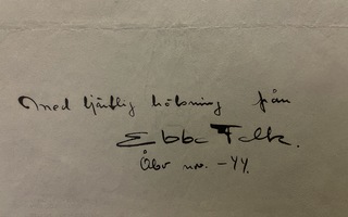 Ebba Falk nimikirjoitus paperilla vuodelta 1944
