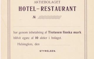 1920 Hotel-Restaurant Ab  bla ( Kämp ), Helsinki osakekirja