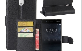 Nokia 3 - Musta lompakkokuori & suojakalvo #23356