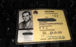 Helsinki Lentoasema Henkilökortti 1969 PK450/20