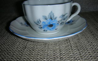 Arabia sininen kukka kahvikuppisetti