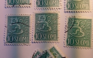 Malli 1954 Leijona vihreä postimerkki 10 markka
