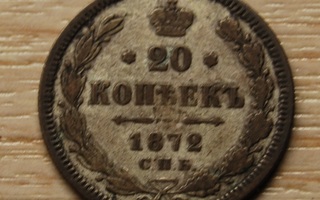 Hopea, 20 kopeekkaa,Venäjä 1872, Aleksanteri II