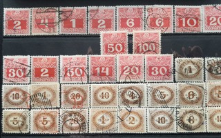 ITÄVALTA POSTAGE DUE 1894-1913 postimerkkejä o 34 kpl