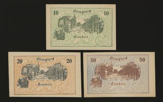 Itävalta Notgeld 10, 20, 50 Heller, Strengberg 1920