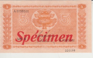 5 Markkaa 1945 Litt. A Specimen