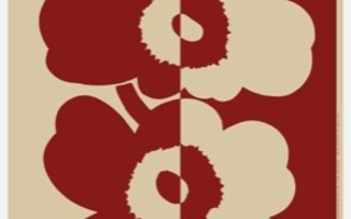 Marimekko Suur Unikko kangas punainen-beige, 190 cm, uusi