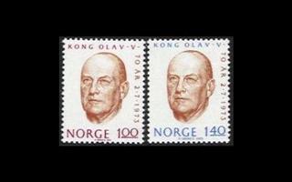 Norja 664-5 ** Kuningas Olav 70v (1973)