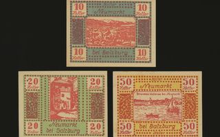 Itävalta Notgeld 10, 20, 50 Heller, Neumarkt 1920