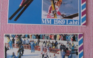 Lahti MM 1989 postikortit, 2 kpl (Nykänen, Matikainen)