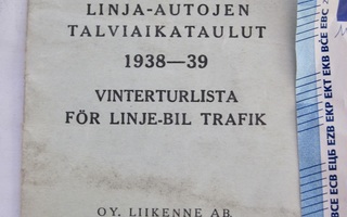 VANHA Aikataulu Linja-Autot Oy Liikenne Ab 1938-1939