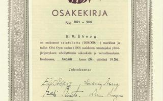 1954 Olvi Oy, IIsalmi pörssi osakekirja