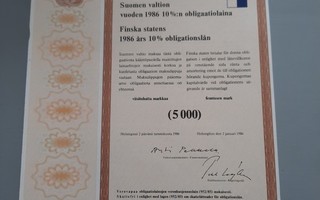 obligaatio Suomen valtio -86 10% 5.000