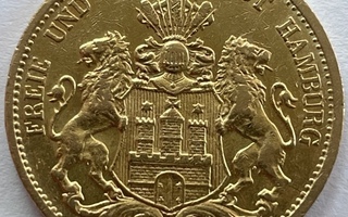 Kultaraha Saksa Hamburg 20 mark 1893 J, kulta