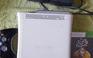 Xbox 360 + ohjain + peli ja virtalähde