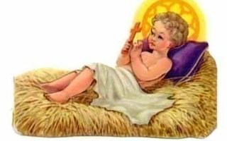 MLP 958 / Jeesus-lapsi seimessä - lila tyyny. 1950-60-l.