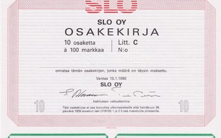 1990 SLO Oy spec, Vantaa osakekirja