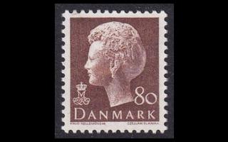 Tanska 622 ** Margrethe 80 öre ruskea (1976)