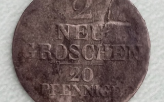 Saksa/Saksi 2 neugroschen/20 pfennige 1842, Ag