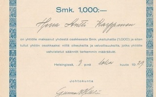 1929 Autorakenne Oy, Helsinki osakekirja