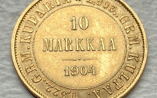 Kultaraha Suomi 10 markkaa 1904 L, kulta