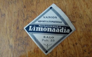 Salo Vainio Virvoitusj.tehdas M-viinimarja Limonaadia etiket