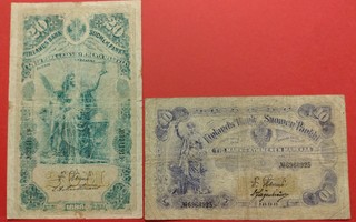 10 markkaa 1898 + 20 mk 1898.  Surkea kunto. (KD16)
