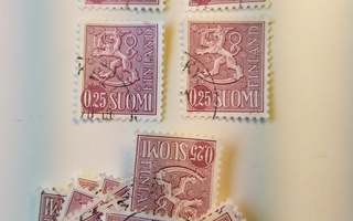 Malli 1963 Leijona lila postimerkki 0,25 markka